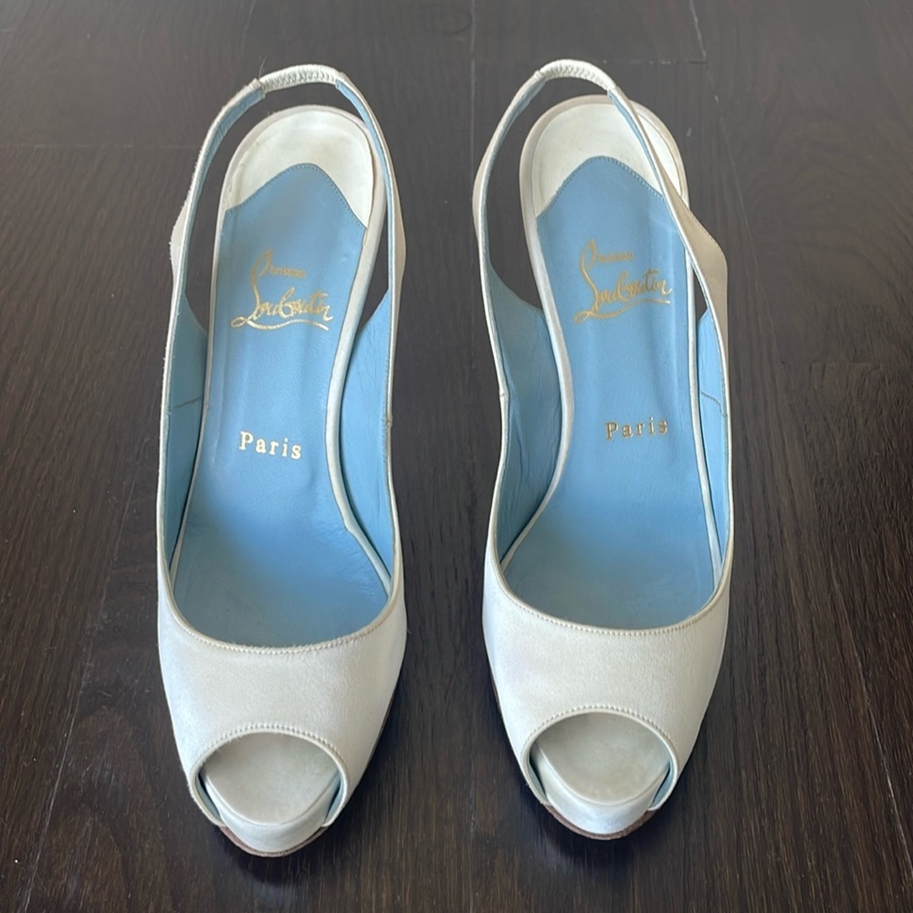 COPY - Christian Louboutin Off White Satin Wedding Pumps